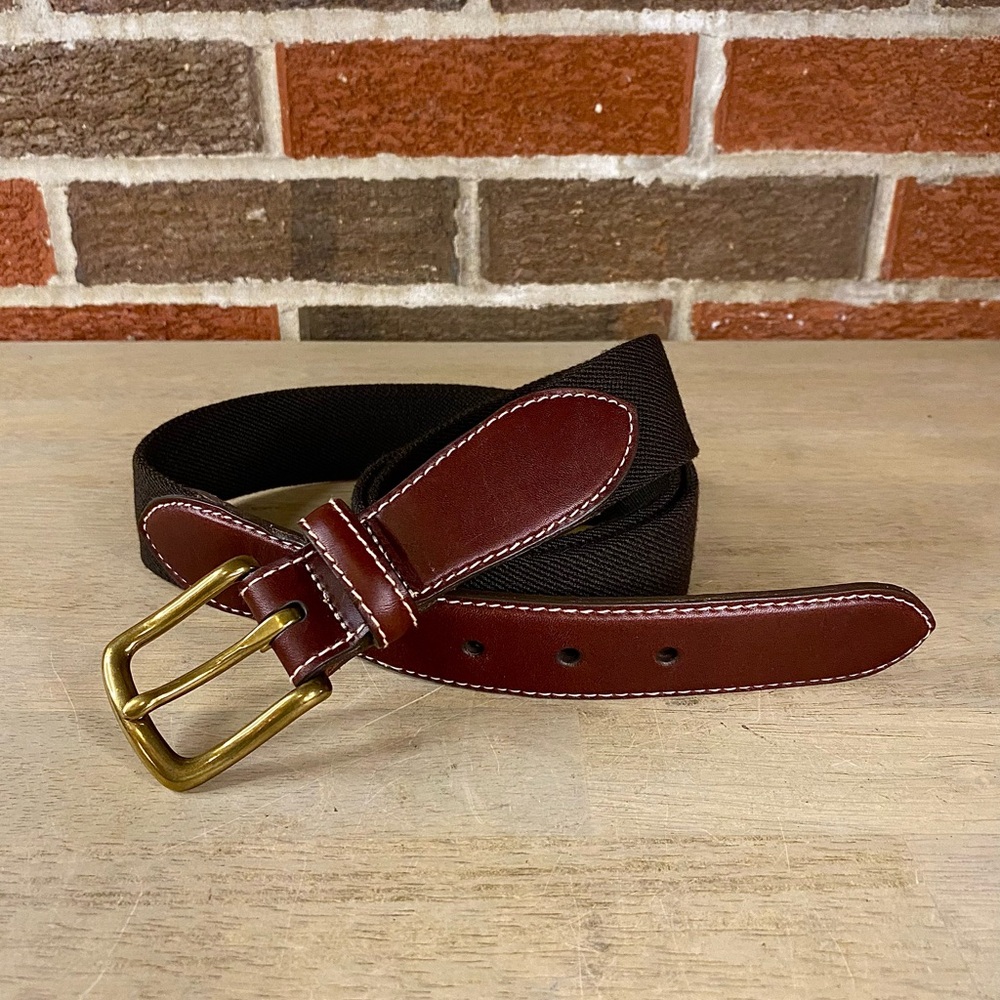LL Bean Comfort‎ Waist Belt Men Black & Maroon Size 42